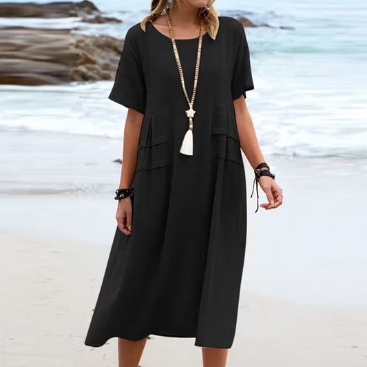 Women’s Relaxed Cotton-Linen Midi Dress