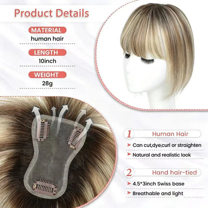 Women’s Human Hair Topper with Fringe