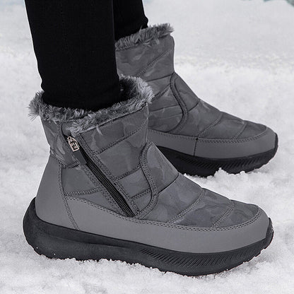 Men’s Fur-Lined Easy-Zip Waterproof Puffer Snow Boots