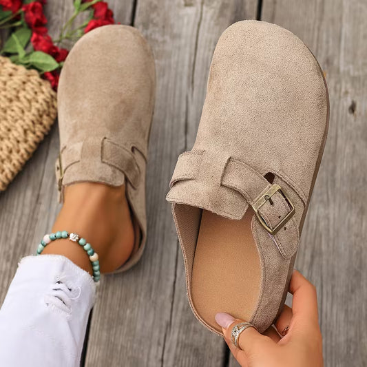 Women’s Suede-Look Buckle Clog Mules