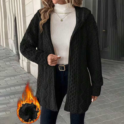 Women's Quilted Hooded Mid Length Coat