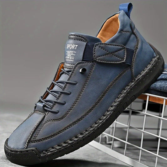 Men's Leather-Look Trainers – Soft Comfort & Support