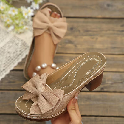 Women’s Bow Detail Block Heel Mules