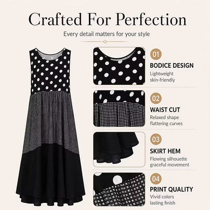 Women's Polka Dot and Check Patchwork Dress