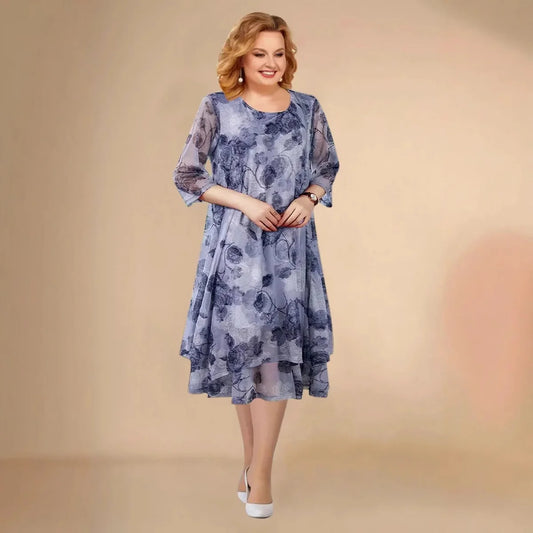 Women’s Floral Chiffon Asymmetrical Layered Dress