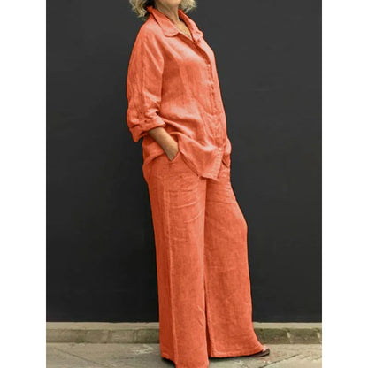 Women's Linen-Blend Shirt and Trouser Set