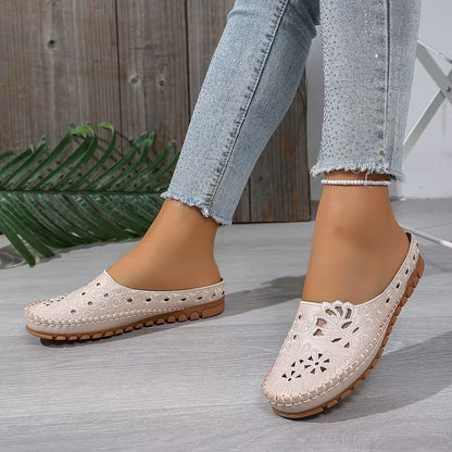Women’s Floral Cut-Out Mule Flats