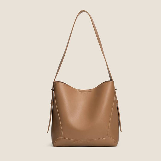 Women's Large Leather-Look Bucket Bag