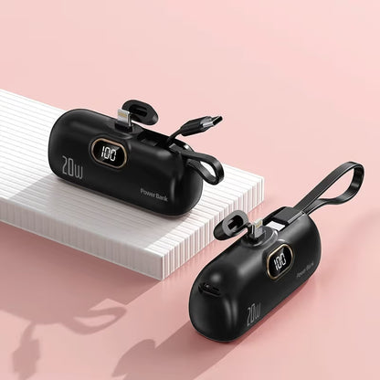 Mini Portable Charger with Built-In Cable