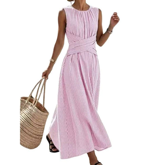 Women’s Striped Tie-Waist Maxi Dress