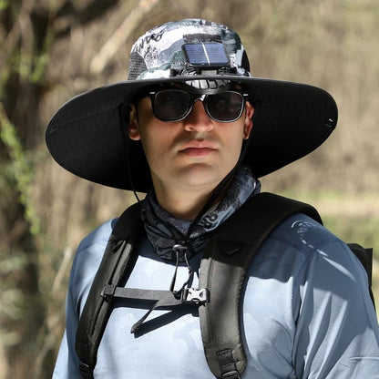 Solar Fan Wide-Brim Hat