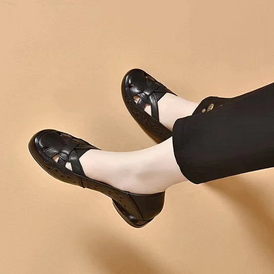 Women’s Summer Leather-Look Slip-On Sandals