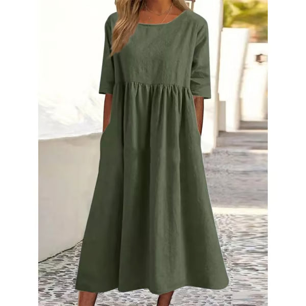 Women’s Relaxed Cotton-Linen Pocket Dress