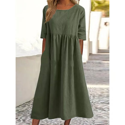 Women’s Relaxed Cotton-Linen Pocket Dress