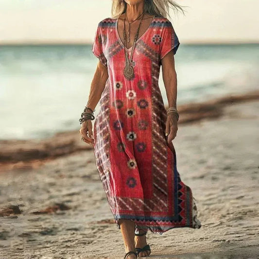 Women's Vintage Floral Maxi Dress