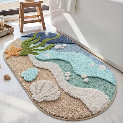 Coastal Beach Bathroom Rug