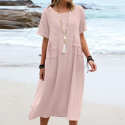 Women’s Relaxed Cotton-Linen Midi Dress