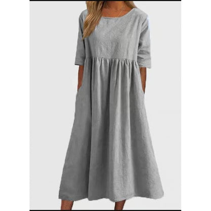 Women’s Relaxed Cotton-Linen Pocket Dress