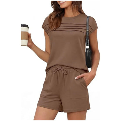 Women’s Round Neck Top & Drawstring Lounge Set (Short or Long)