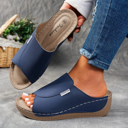 Women's Leather-Effect Wedge Sandals