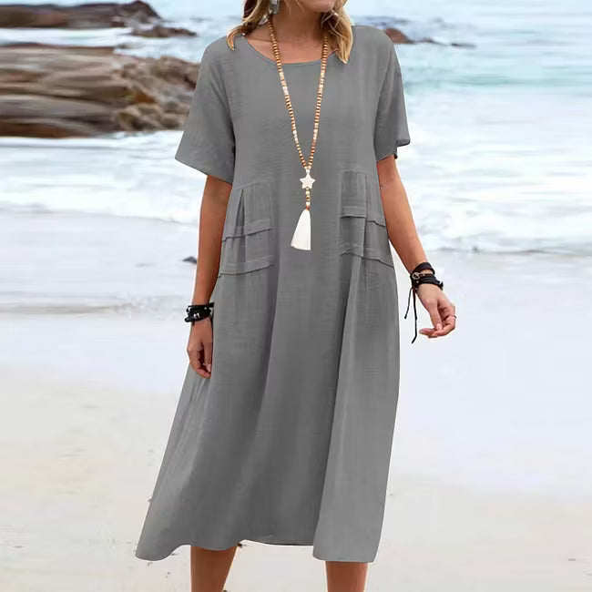 Women’s Relaxed Cotton-Linen Midi Dress