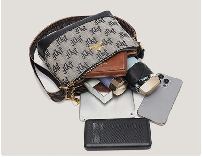 Women’s Printed Crossbody Shoulder Bag with Wide Strap