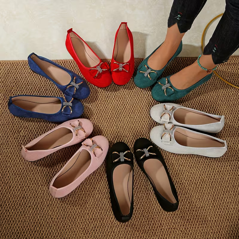 Women’s Bow Detail Fabric Ballet Flats
