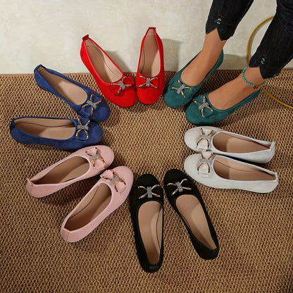 Women’s Bow Detail Fabric Ballet Flats
