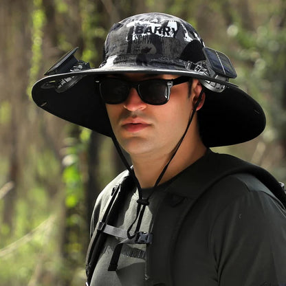 Solar Fan Wide-Brim Hat