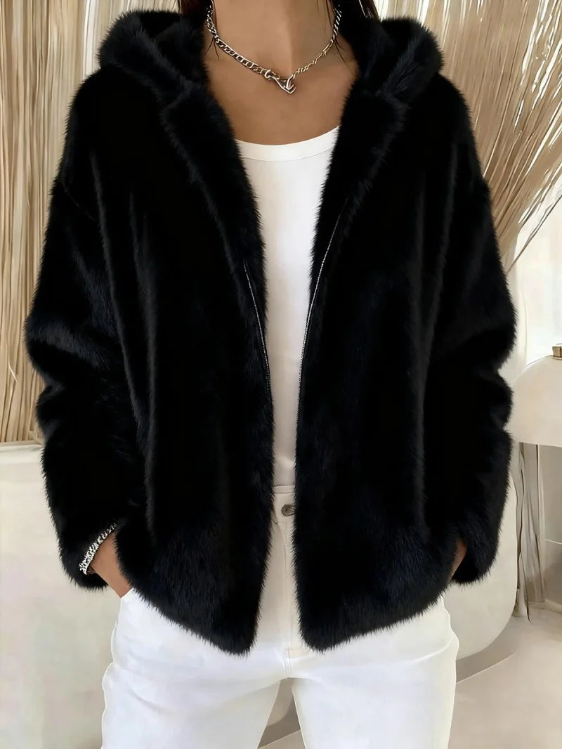 Women's Fashion Plush Hooded Jacket