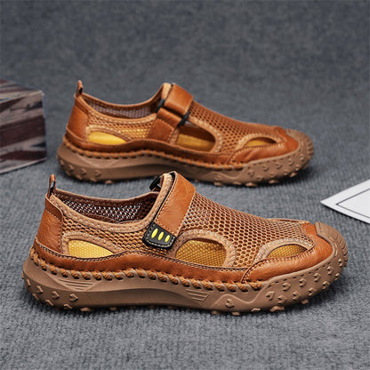 Men’s Breathable Mesh Leather-Look Comfort Walking Shoes