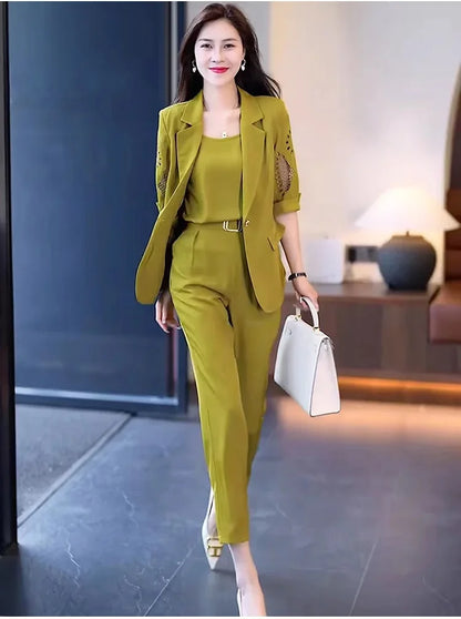 Women’s Tailored Three Piece Blazer Suit Set