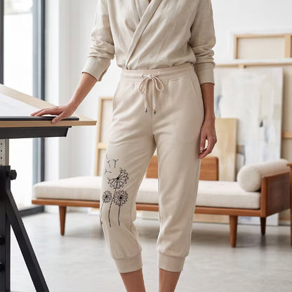 Women’s High-Waisted Drawstring Capri Trousers