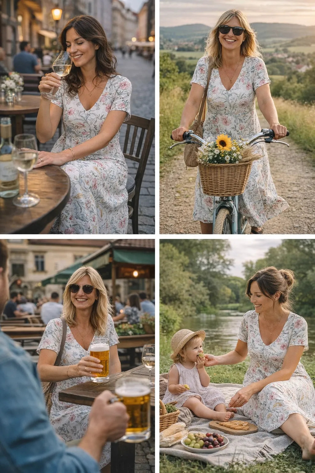 Women’s Vintage Floral V-Neck Midi Dress