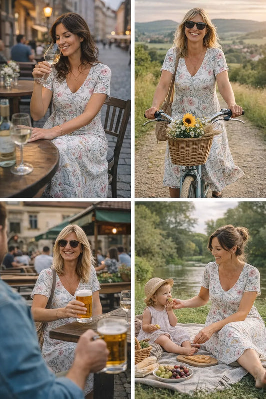 Women’s Vintage Floral V-Neck Midi Dress