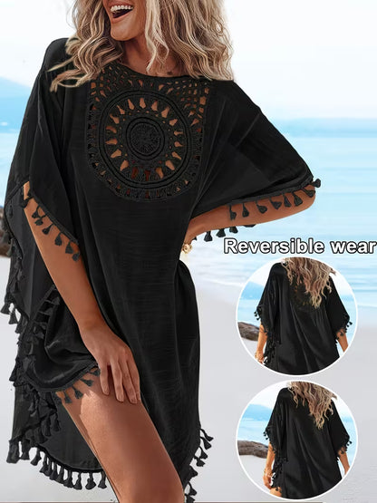 Women's Reversible Tassel Beach Cover-Up