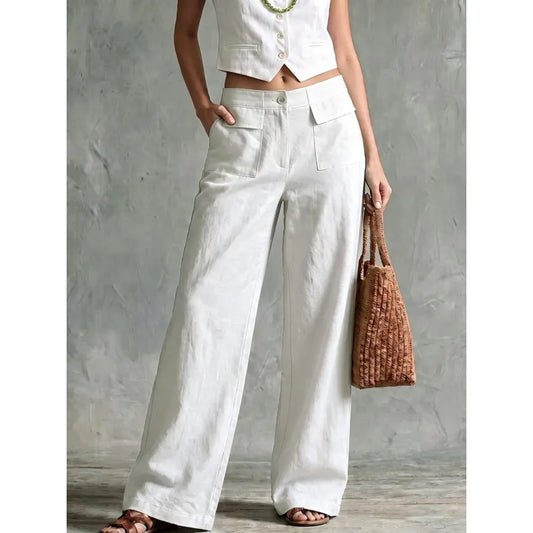 Women’s Cotton and Linen Wide-Leg Trousers