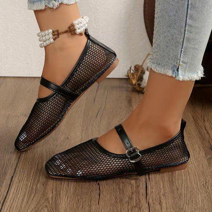 Women's Mesh Mary Jane Flat Shoes
