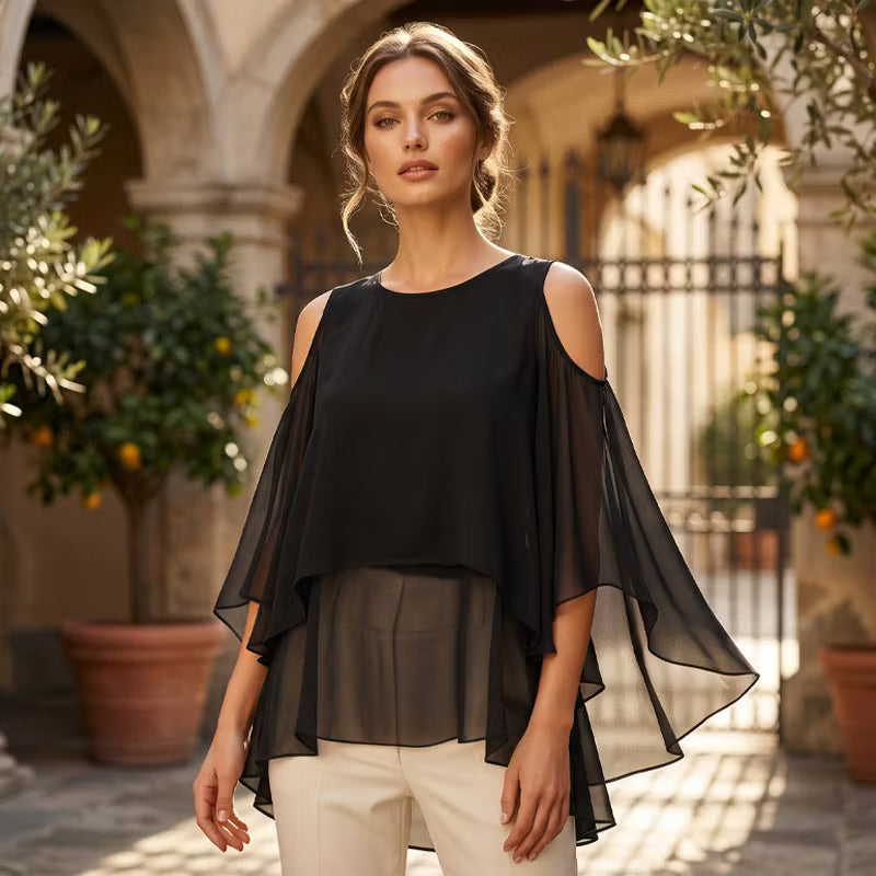 Women’s Cold-Shoulder Layered Ruffle Blouse