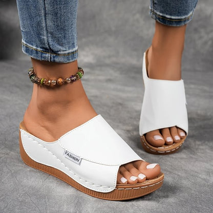 Women's Leather-Effect Wedge Sandals