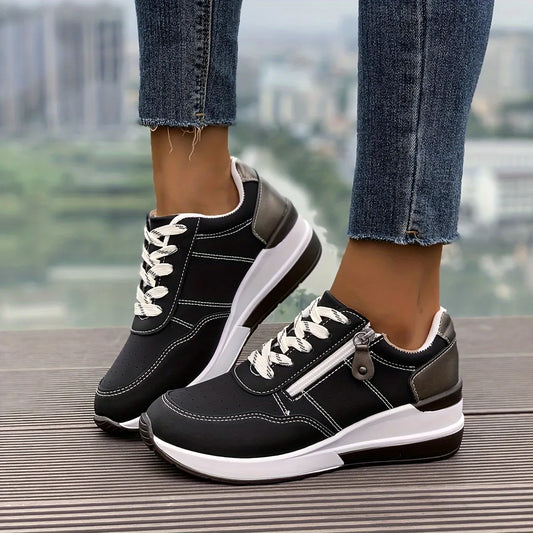 Women’s Comfortable Side-Zip Thick-Sole Trainers
