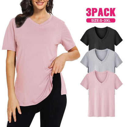 Women’s Casual Loose Fit V-Neck Tee 3 Pack
