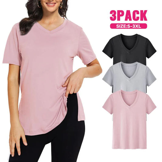 Women’s Casual Loose Fit V-Neck Tee 3 Pack