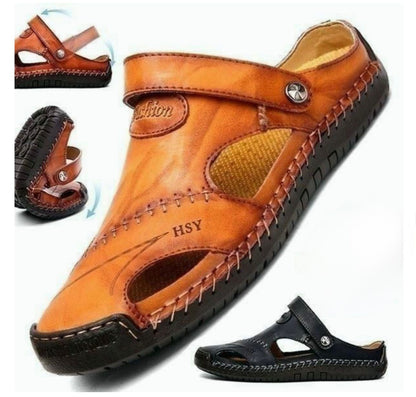 Plus Size Soft Leather Sandals For Men Breathable Sandals For Outdoor