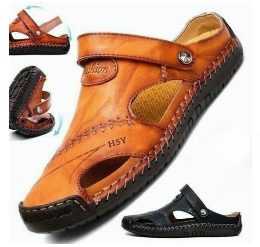 Plus Size Soft Leather Sandals For Men Breathable Sandals For Outdoor