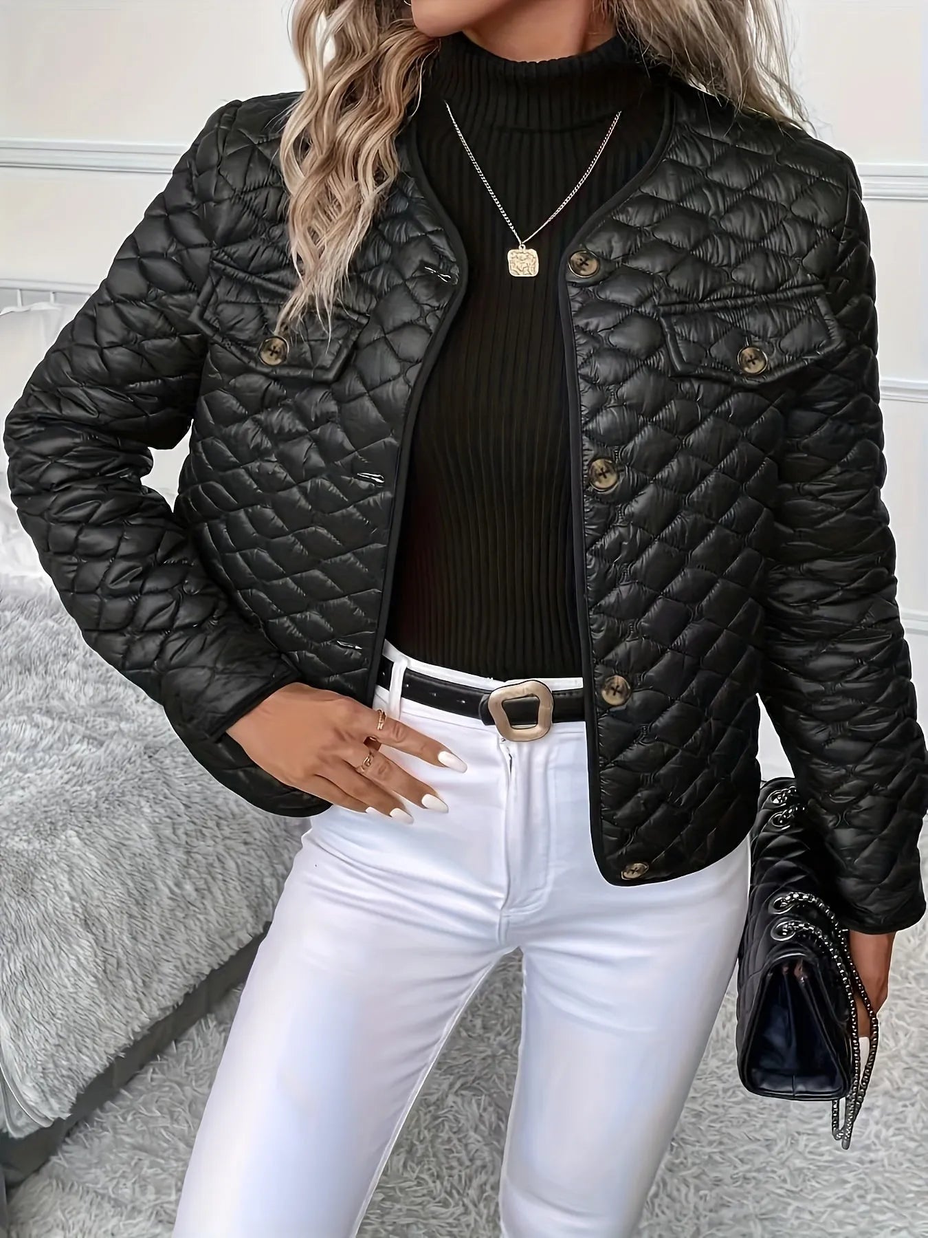 Women’s Classic Quilted Black Jacket