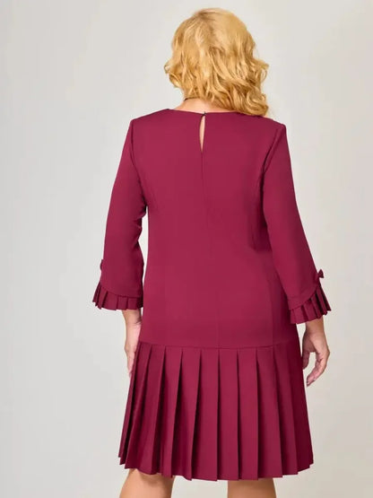Women's Timeless Solid Colour Pleated Hem Dress
