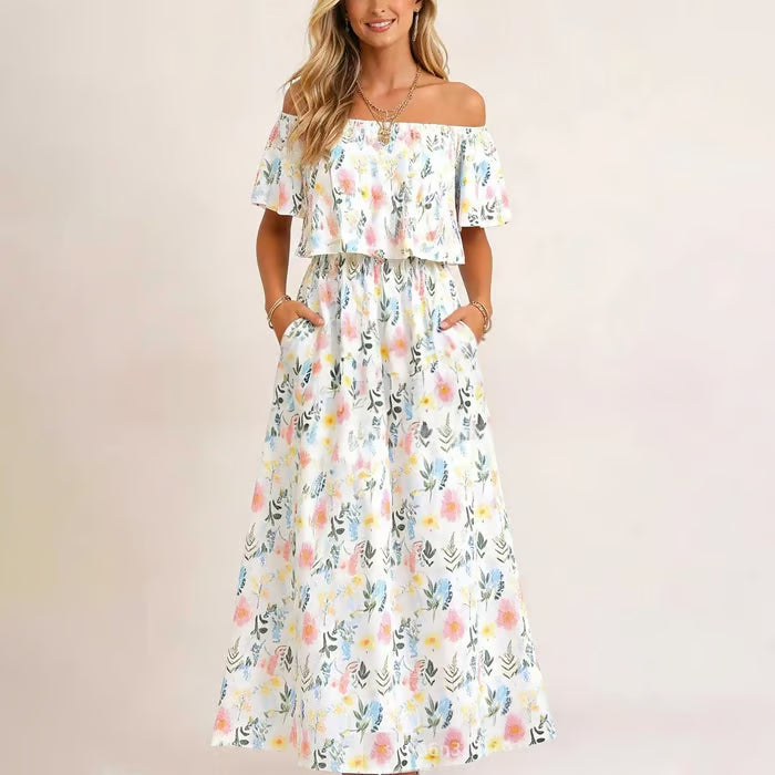 Women's Ruffle Off Shoulder Maxi Dress