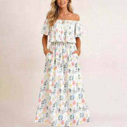 Women's Ruffle Off Shoulder Maxi Dress