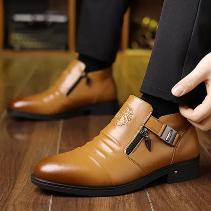Men’s Classic Zipper Slip-On Leather-Look Shoes